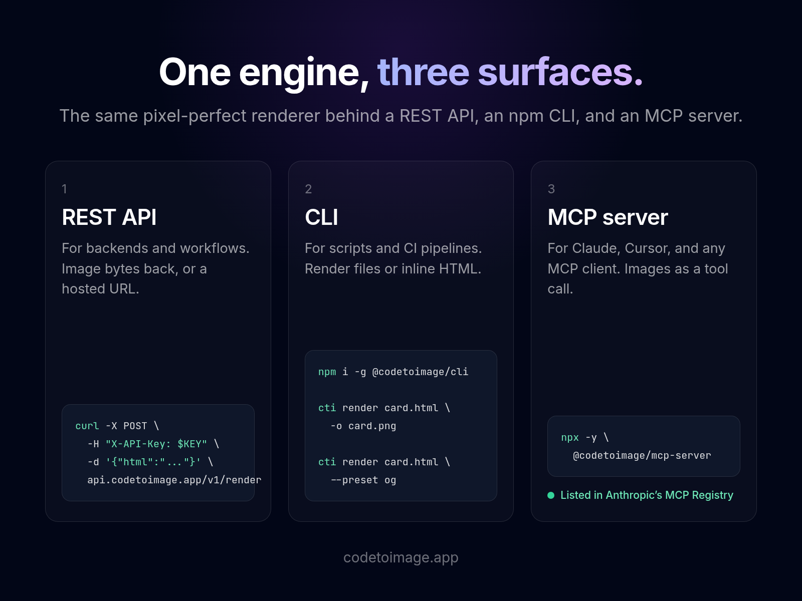 Code to Image API, CLI and MCP - Additional Image